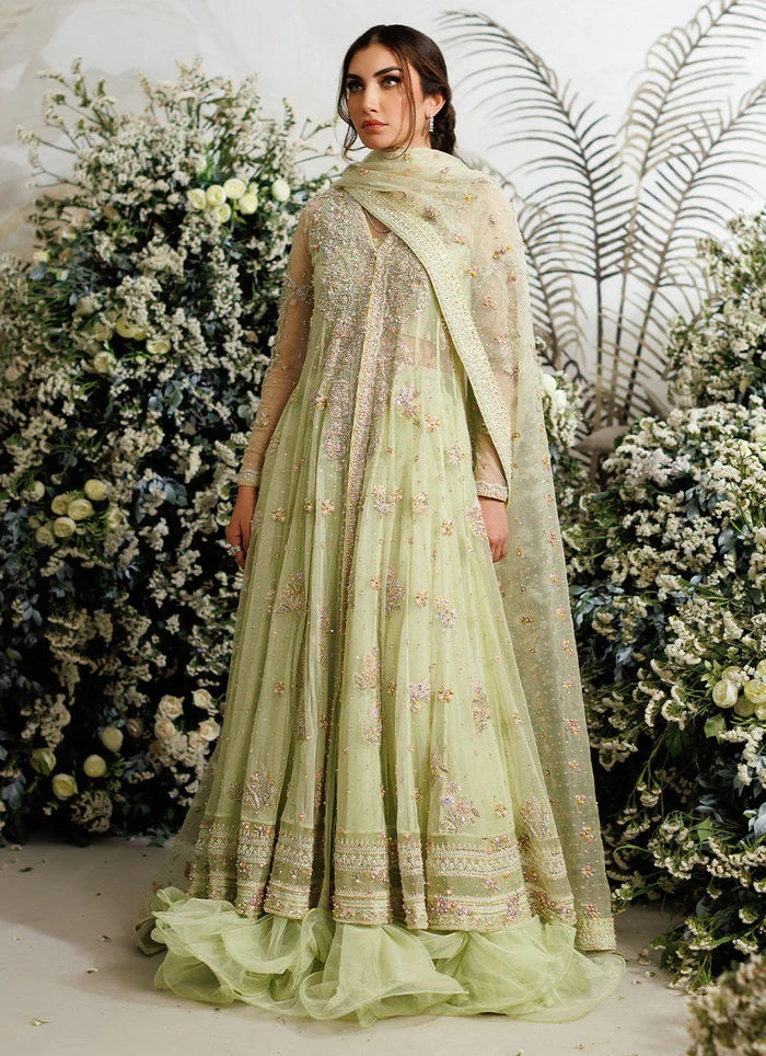 Farah Talib Aziz FTA Wedding Festive Unstitched Net Collection Eliza Kiwi Tulle Kalidaar