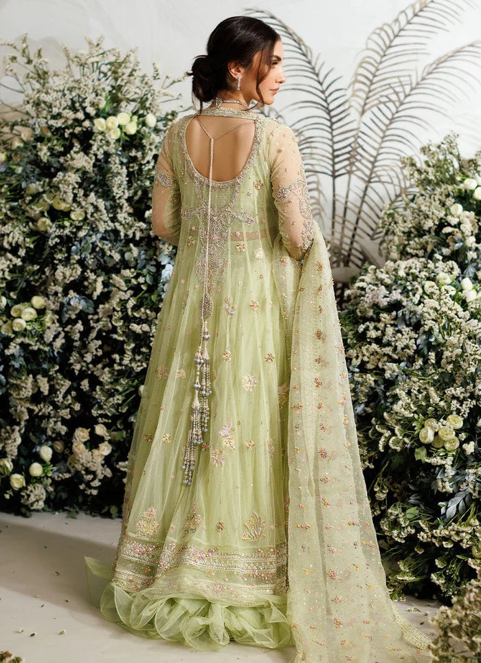 Farah Talib Aziz FTA Wedding Festive Unstitched Net Collection Eliza Kiwi Tulle Kalidaar