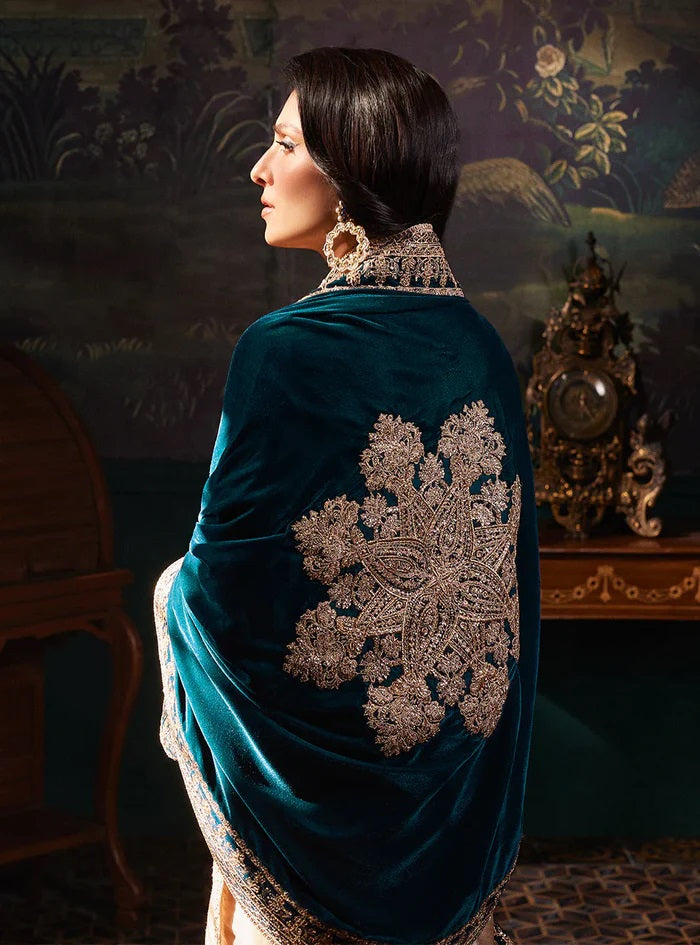 Zainab Chottani Skin Formal Brocade Tissue With 9000 MICRO VELVET SHAWL 3 PC - 09866