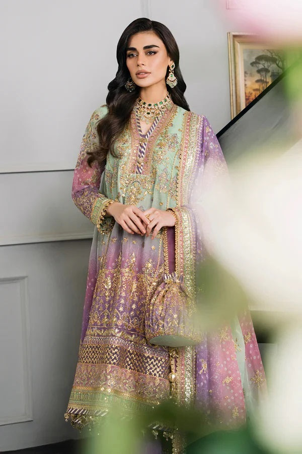 Baroque Chantelle Embroidered Luxury Chiffon Unstitched 3Pc Suit EC-08