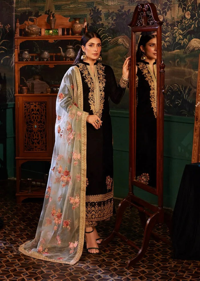 Zainab Chottani Embroidered Velvet Unstitched 3Pc Suit D-01 ANDLEEP