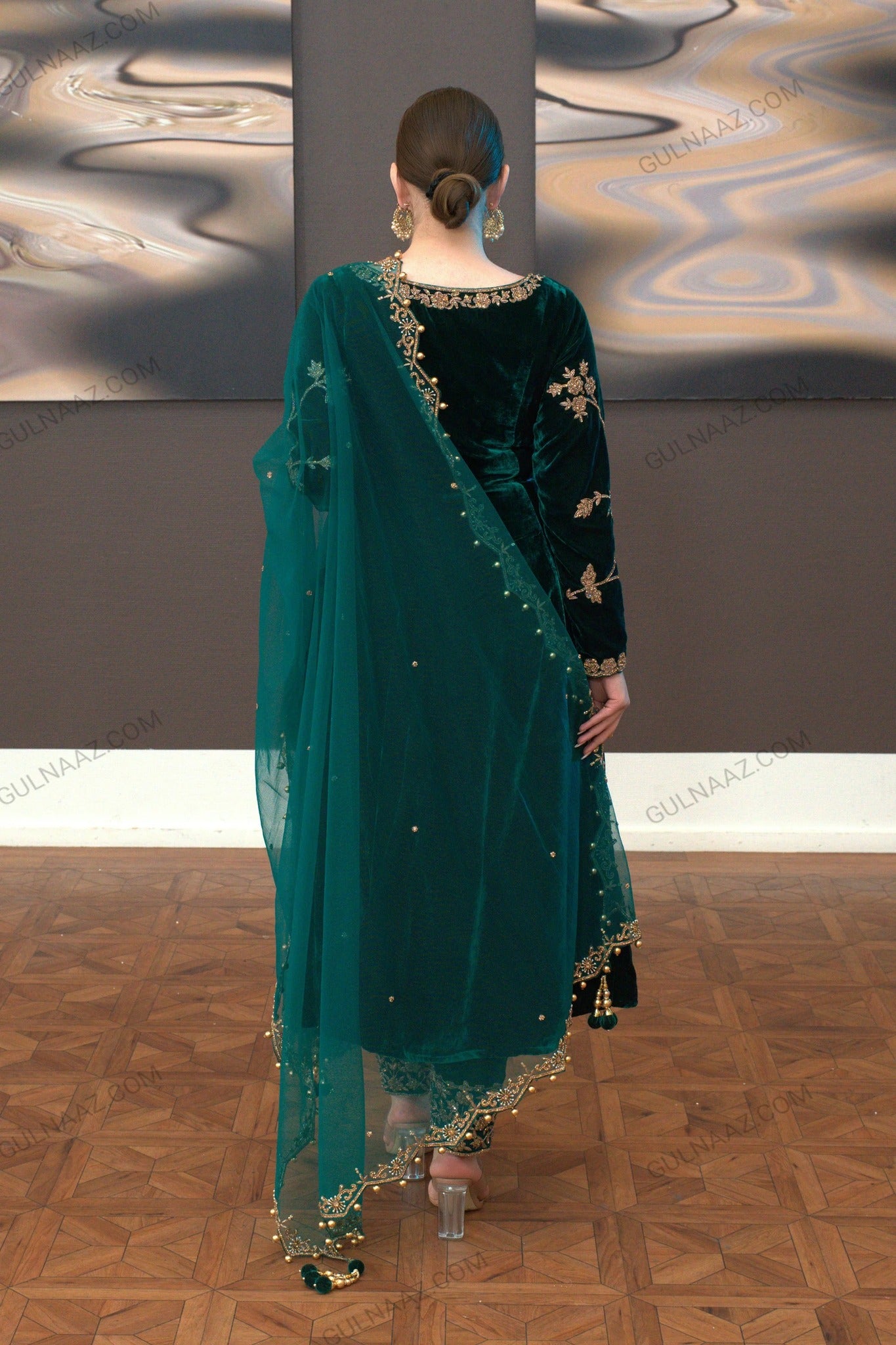 Zafira - Green Velvet Anarkali Suit Unstitched Winter Collection