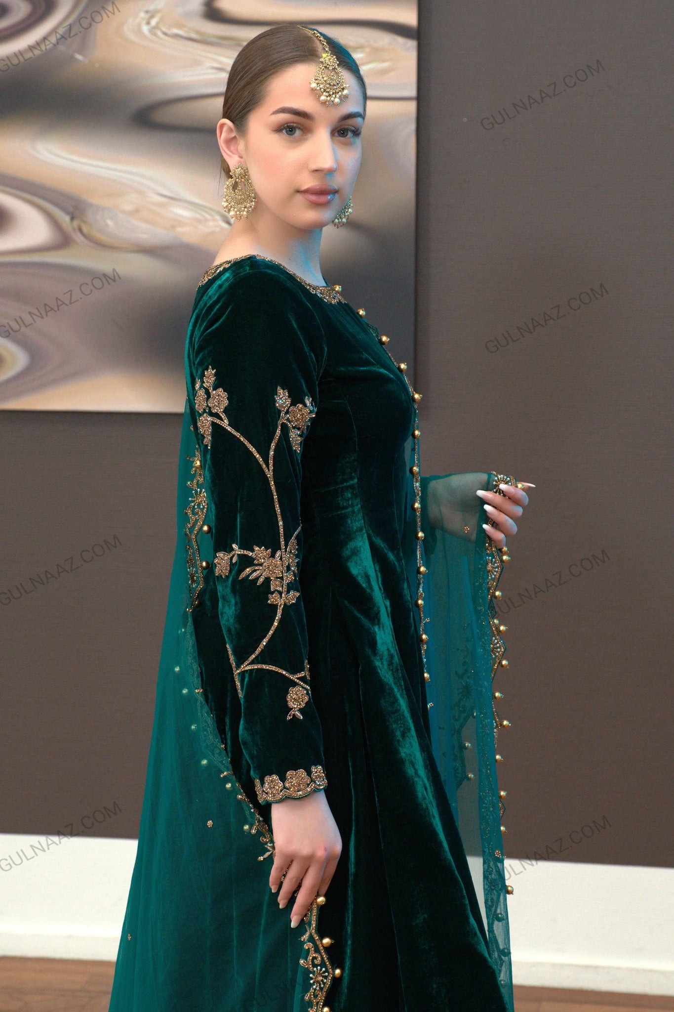 Zafira - Green Velvet Anarkali Suit Unstitched Winter Collection