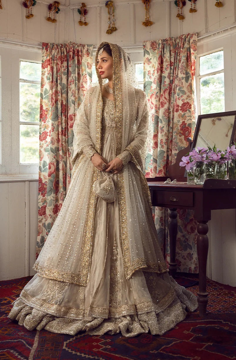 FAIZA SAQLAIN GOLDEN WHITE BRIDAL WEDDING EDITION UNSTITCHED