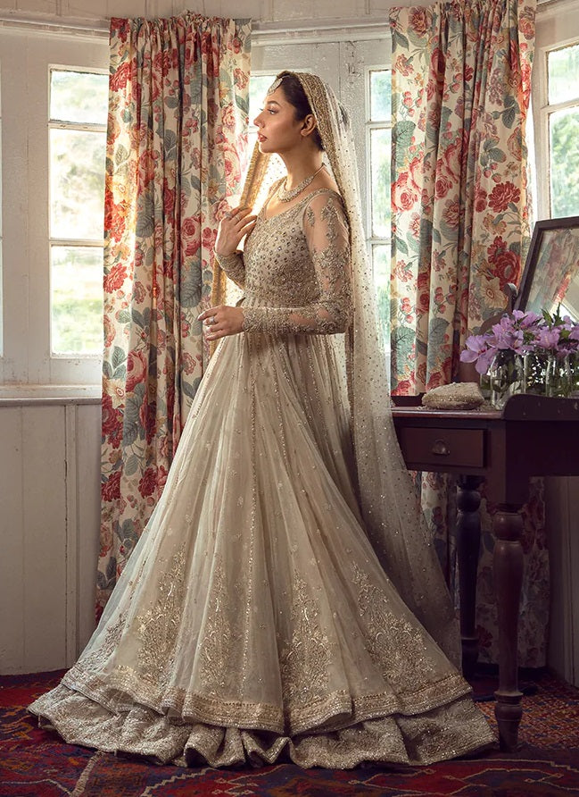 FAIZA SAQLAIN GOLDEN WHITE BRIDAL WEDDING EDITION UNSTITCHED