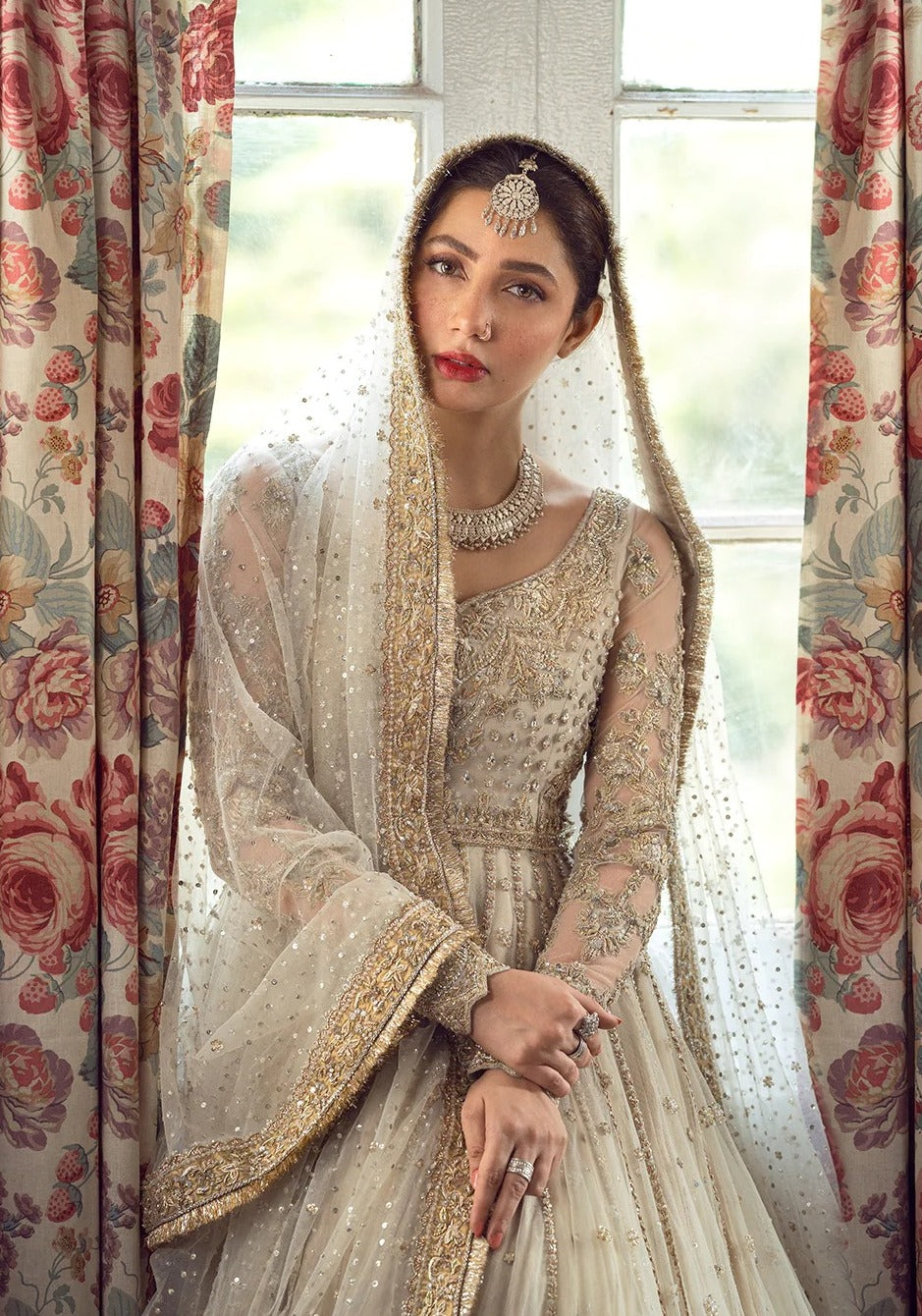 FAIZA SAQLAIN GOLDEN WHITE BRIDAL WEDDING EDITION UNSTITCHED