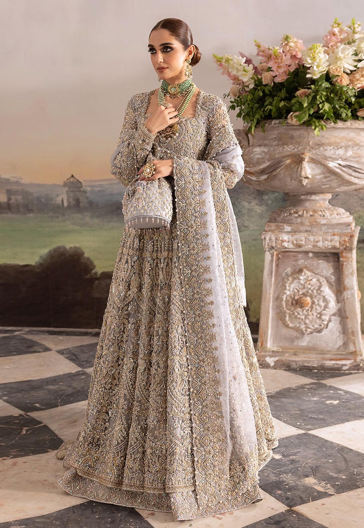 KANWAL MALIK BRIDAL COUTURE HAND EMBLISHMENT NET EMBROIDERED TANIA