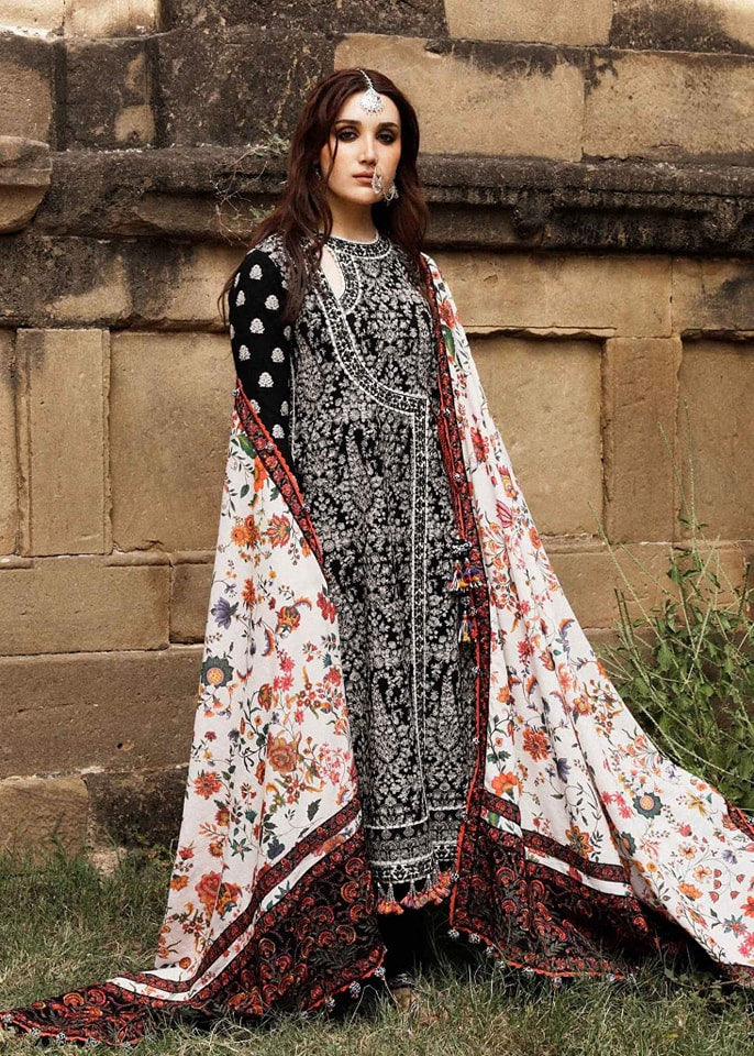 Hussain Rehar Embroidered Karandi Unstitched 3Pc Suit - Vanta lo