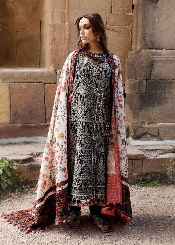 Hussain Rehar Embroidered Karandi Unstitched 3Pc Suit - Vanta lo