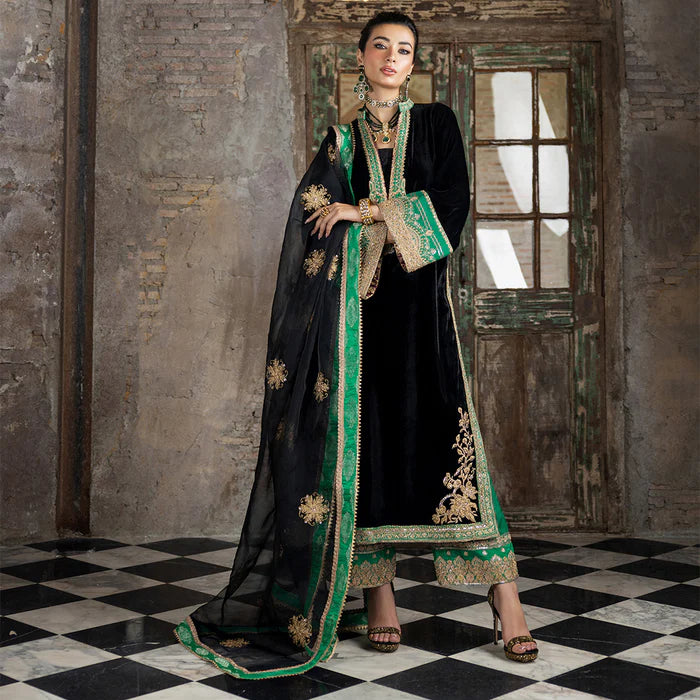 Zainab Chottani Embroidered Velvet Unstitched 3Pc Suit D-01 VANYA