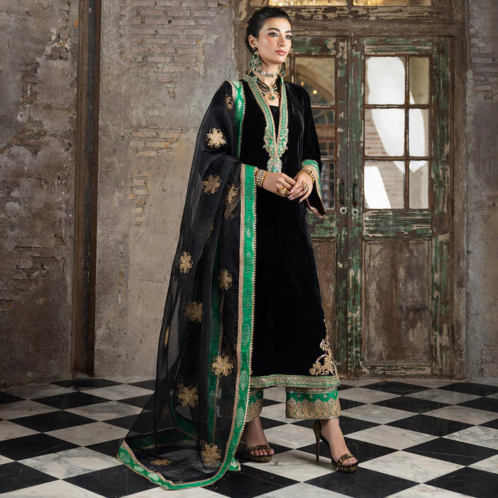 Zainab Chottani Embroidered Velvet Unstitched 3Pc Suit D-01 VANYA