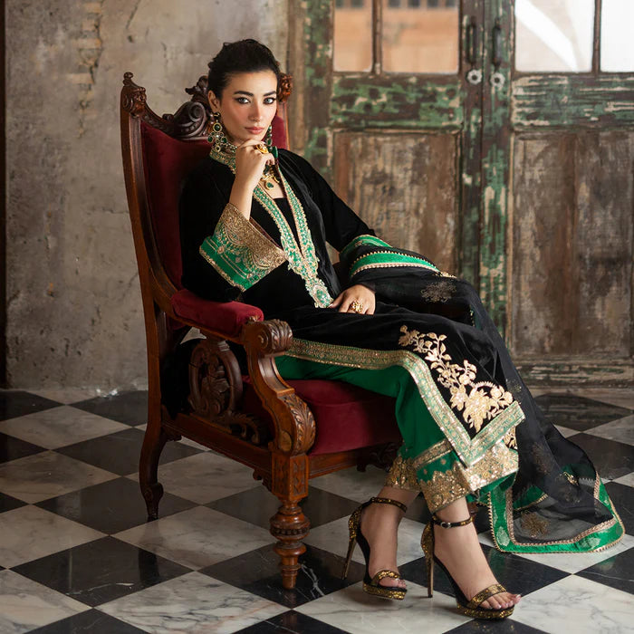 Zainab Chottani Embroidered Velvet Unstitched 3Pc Suit D-01 VANYA