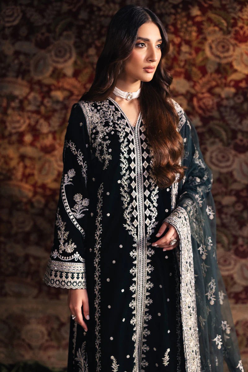 Qalamkar Velvet Edit Luxury collection Unstitched BK-03 SAMIRA