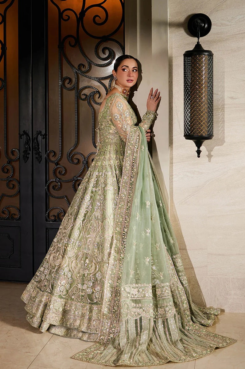 Faiza Saqlain Wedding Festive Net Embroidered Unstitched SYENE Mint Green