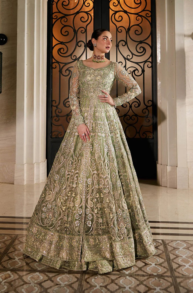 Faiza Saqlain Wedding Festive Net Embroidered Unstitched SYENE Mint Green