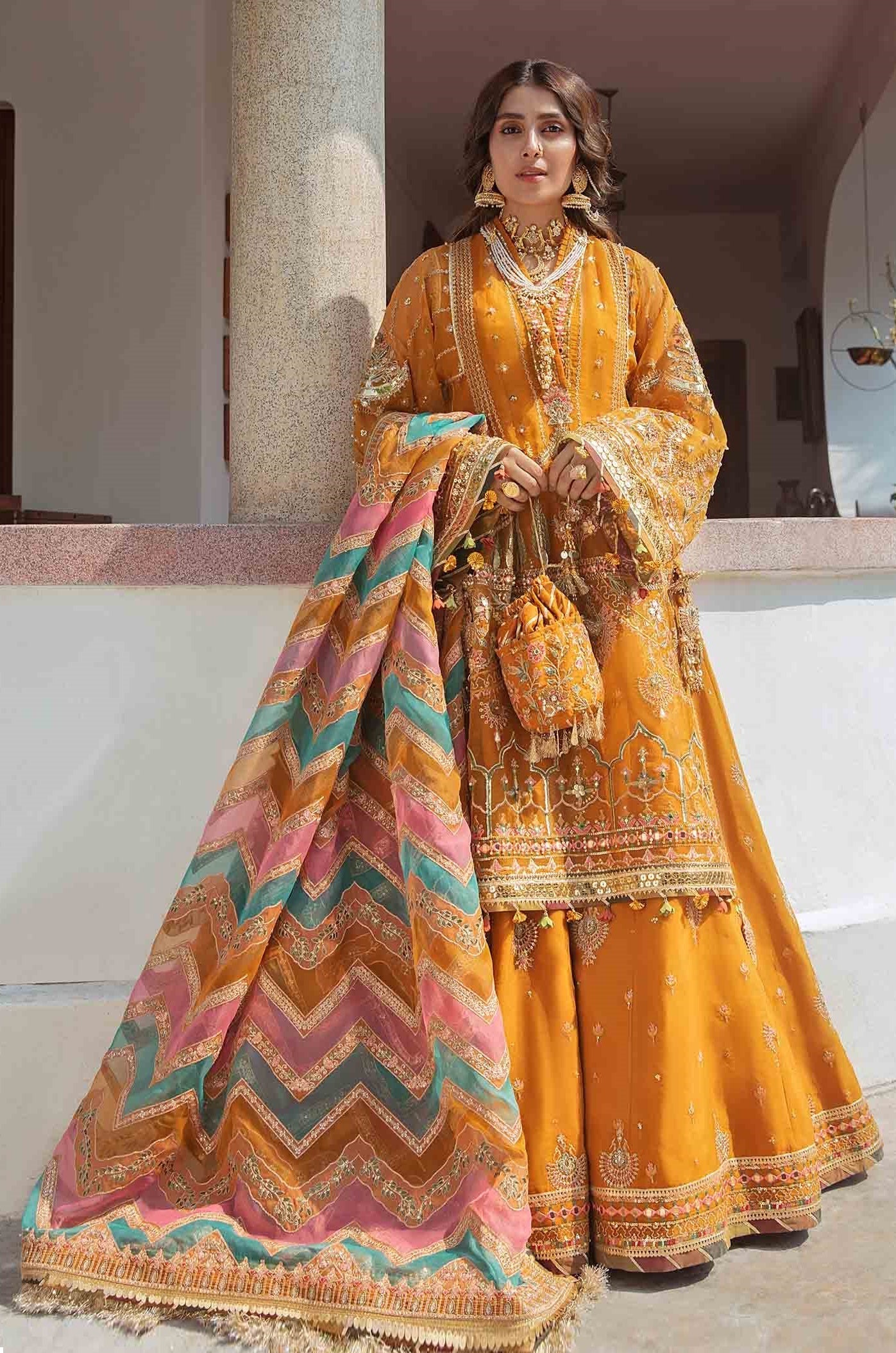 Zarlish by MNR Embroidered Organza Suits Unstitched 3 Piece HENNA ZWU-25 Luxury Formals Collection