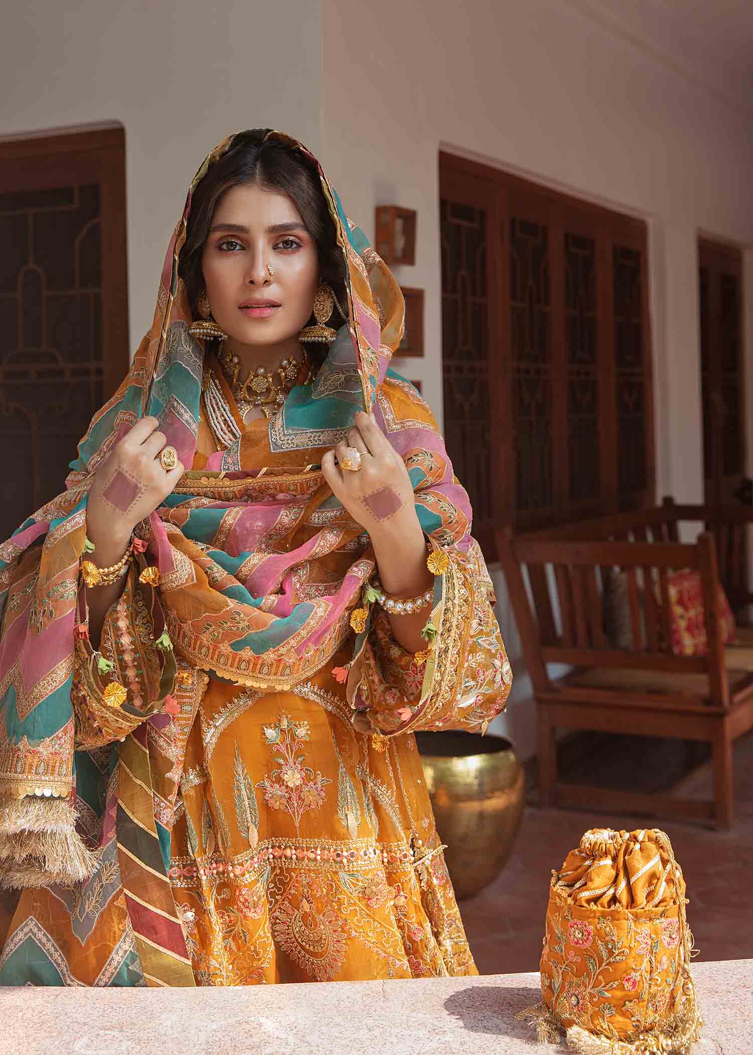 Zarlish by MNR Embroidered Organza Suits Unstitched 3 Piece HENNA ZWU-25 Luxury Formals Collection