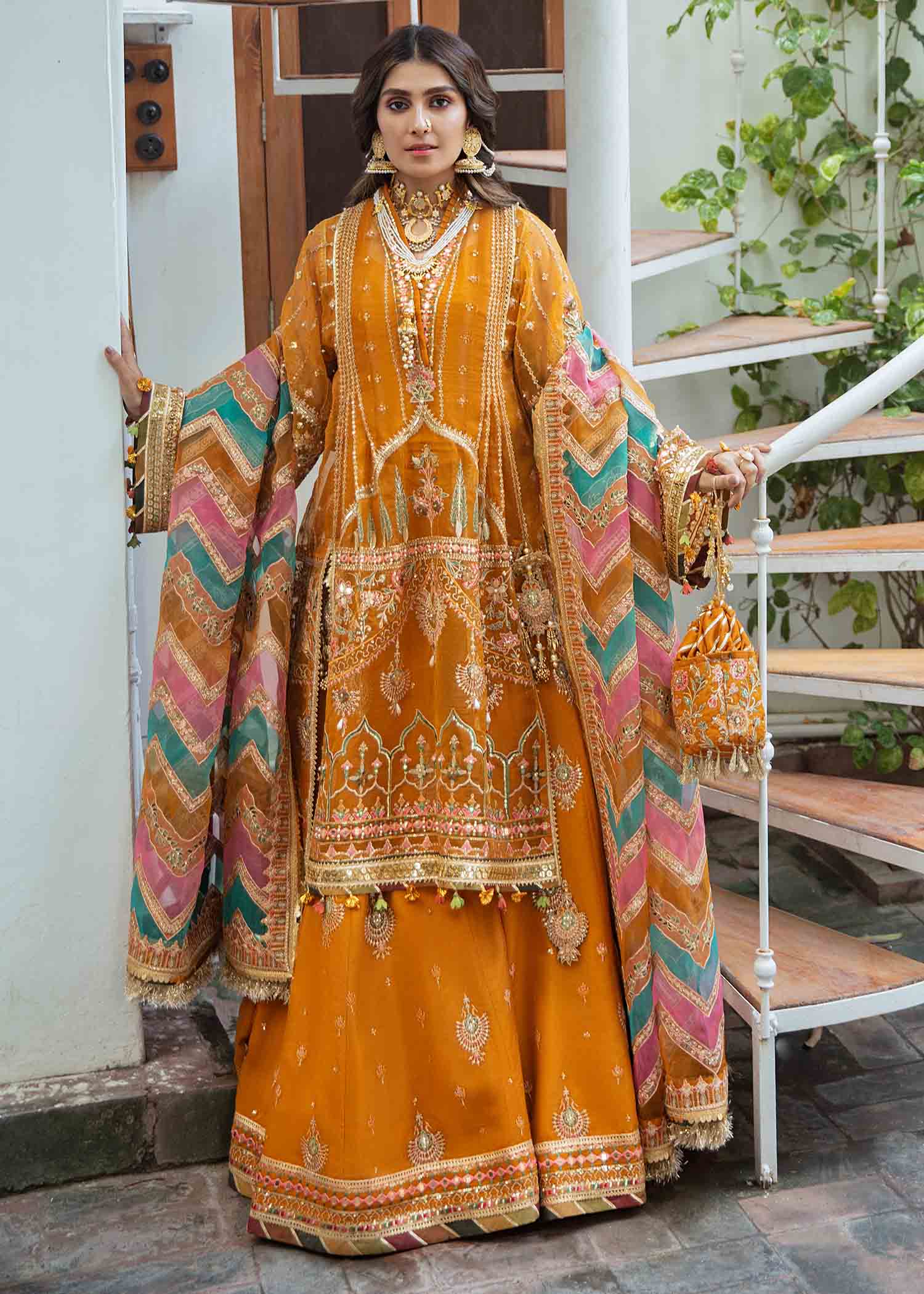 Zarlish by MNR Embroidered Organza Suits Unstitched 3 Piece HENNA ZWU-25 Luxury Formals Collection