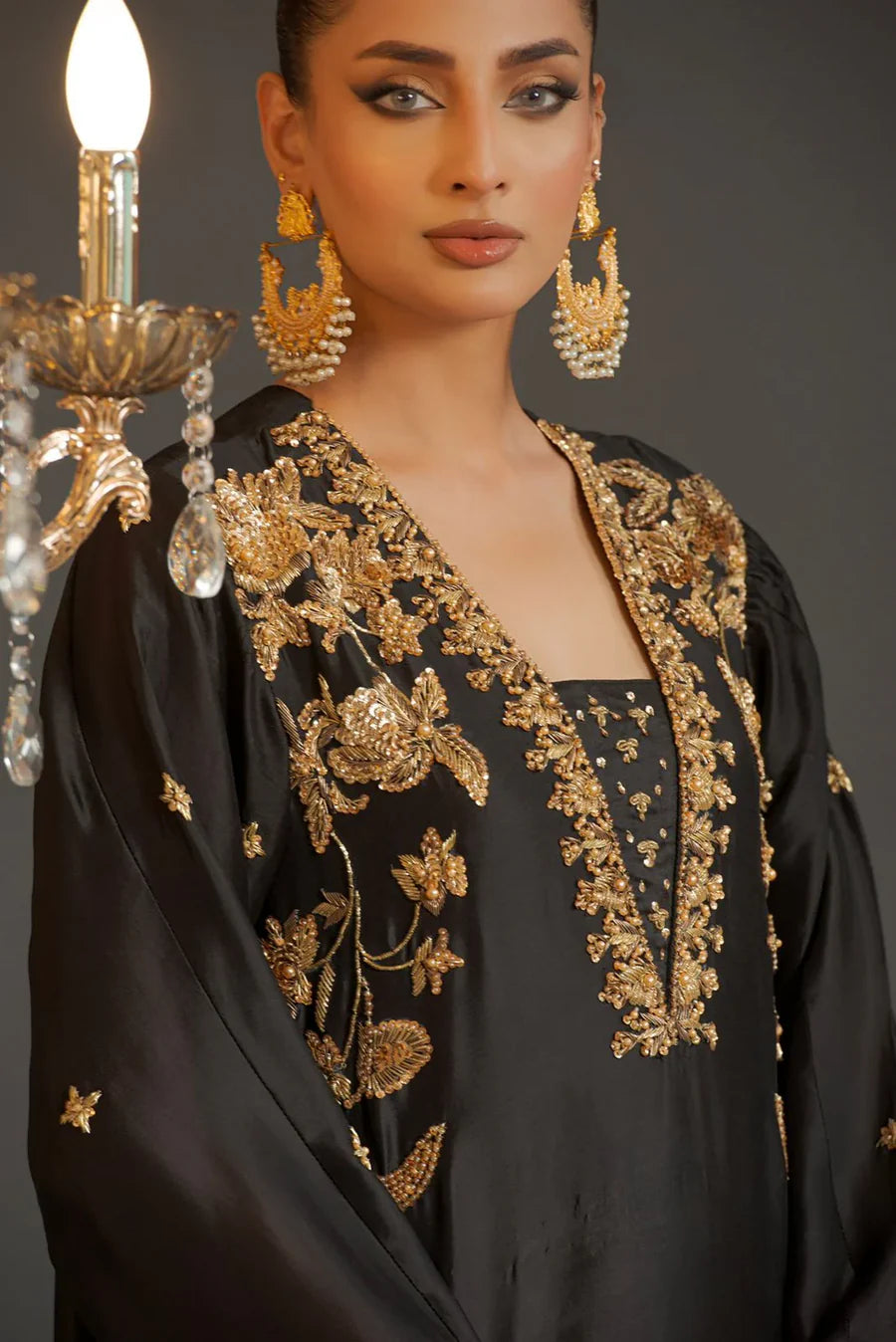 Ayla's Atelier Luxury Wedding Festive Hand Embroidered Raw Silk AYESHA