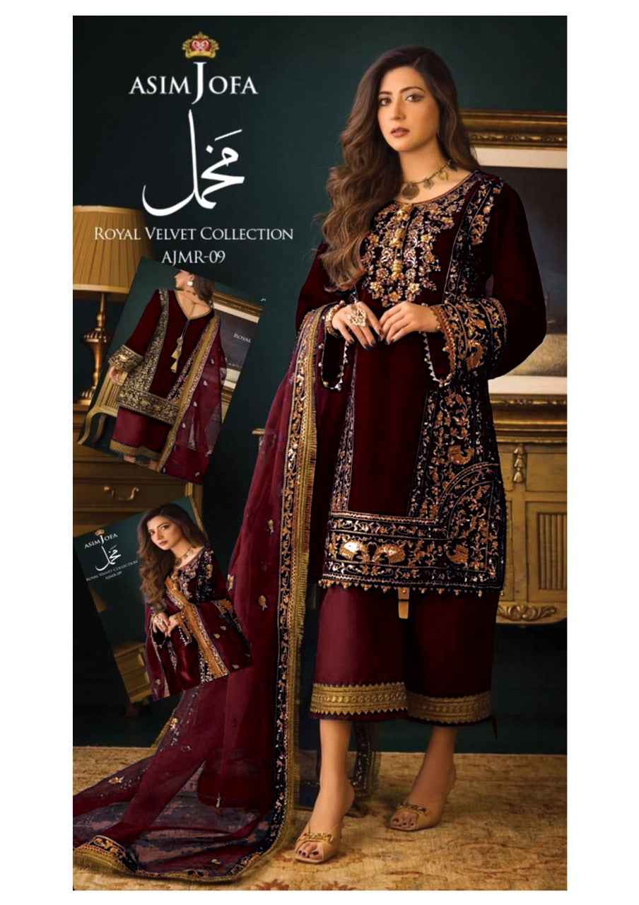 Asim Jofa Velvet Collection AJAM 09 Unstitched 3 Pieces