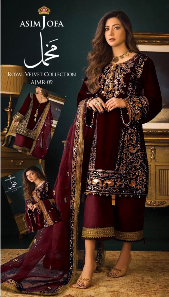 Asim Jofa Velvet Collection AJAM 09 Unstitched 3 Pieces