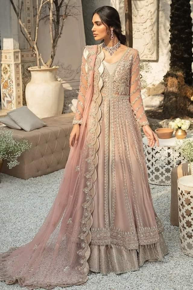 MOTIFZ BRIDAL COLLECTION PALATIAL NET FROCK 3PC ON BAREEZE SOFT NET MF 05