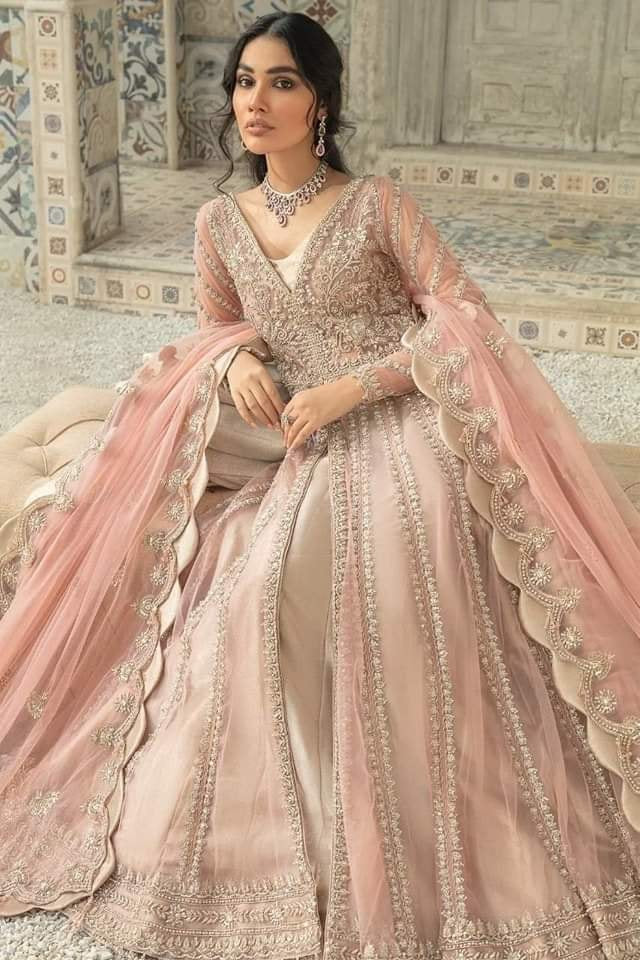 MOTIFZ BRIDAL COLLECTION PALATIAL NET FROCK 3PC ON BAREEZE SOFT NET MF 05